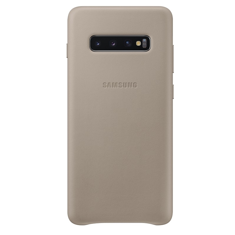 Samsung Galaxy S10 Plus Gri Deri Kılıf