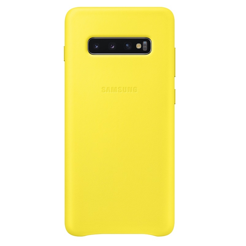 Samsung Galaxy S10 Plus Sarı Deri Kılıf