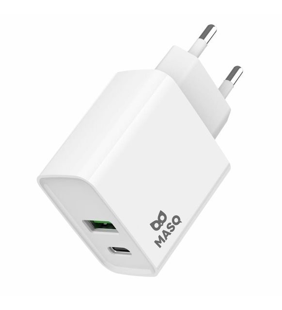 MASQ 20W Dual Port Type-C USB-A Adaptör Beyaz