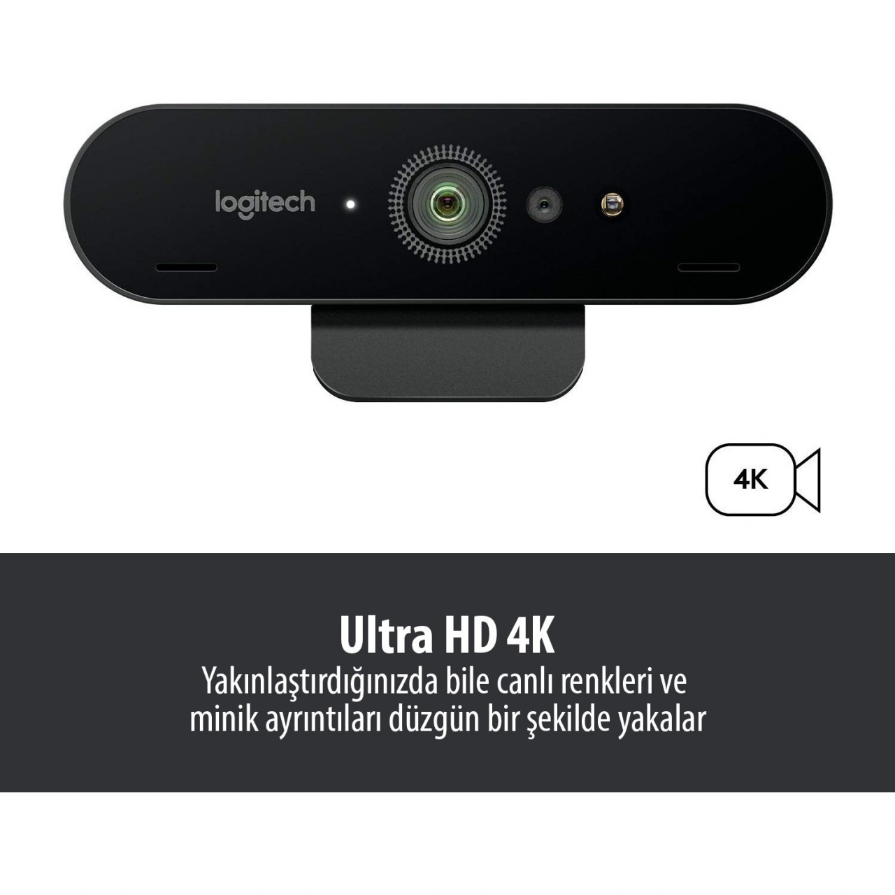 Logitech BRIO 4K Ultra HD Video ve HDR Özellikle Web Kamerası Siyah
